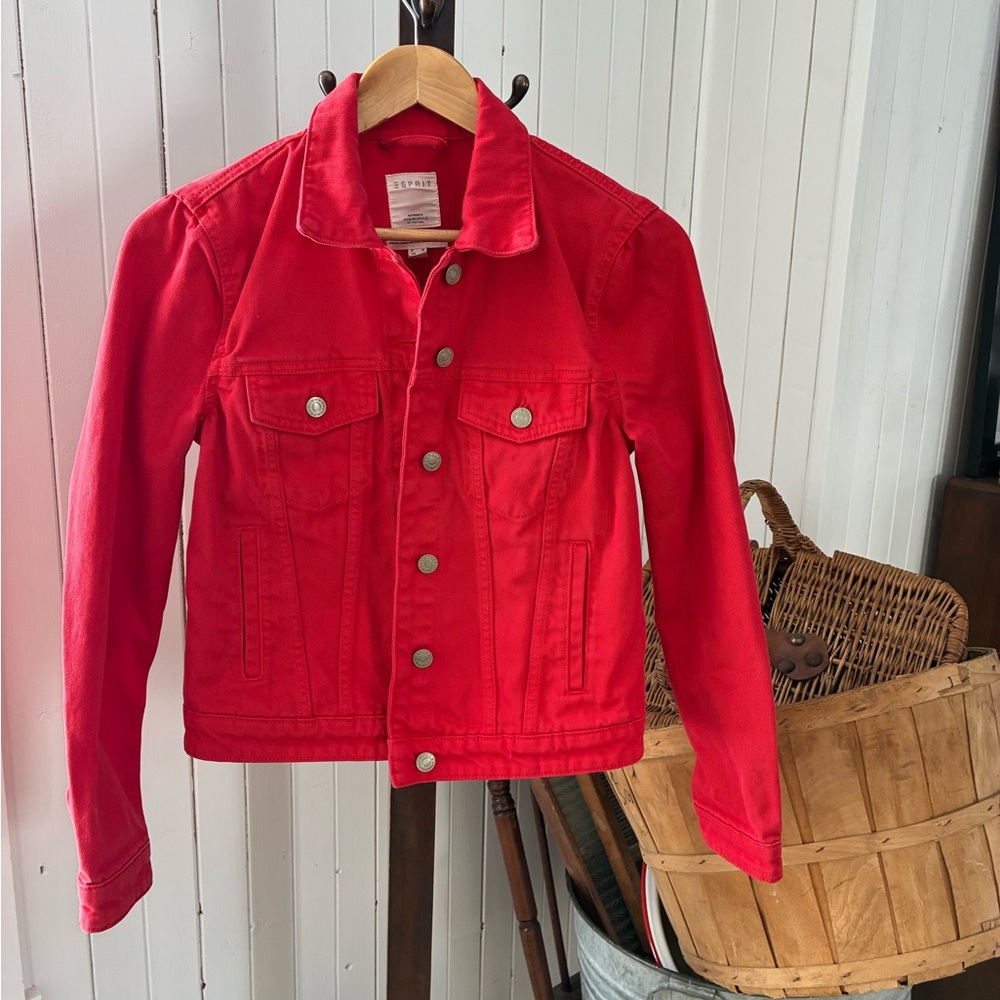 Vintage – Y2K / 90s Style - Medium Esprit Red Denim Jacket